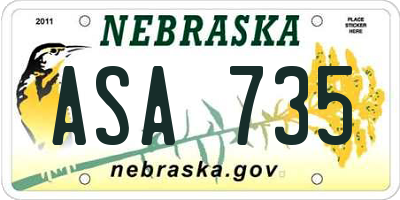 NE license plate ASA735
