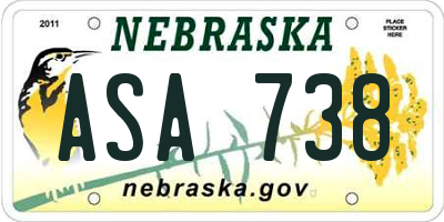 NE license plate ASA738