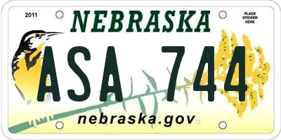NE license plate ASA744