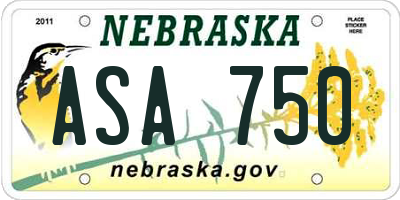 NE license plate ASA750