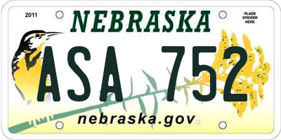 NE license plate ASA752