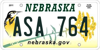 NE license plate ASA764
