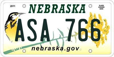 NE license plate ASA766