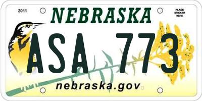 NE license plate ASA773