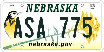 NE license plate ASA775