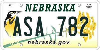 NE license plate ASA782