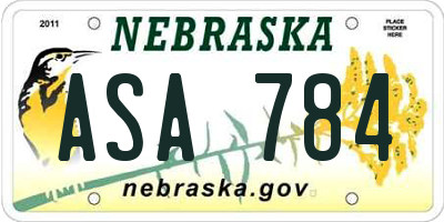 NE license plate ASA784