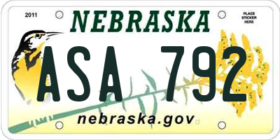 NE license plate ASA792