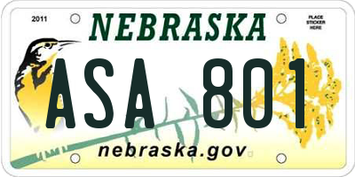 NE license plate ASA801
