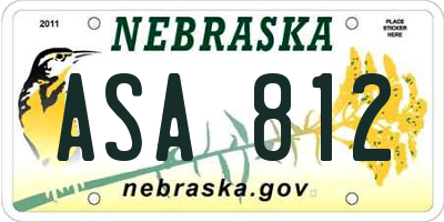 NE license plate ASA812