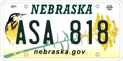 NE license plate ASA818