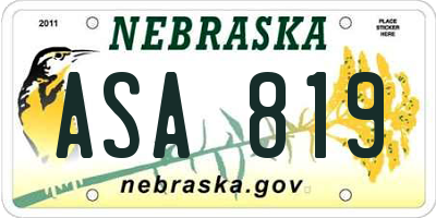 NE license plate ASA819