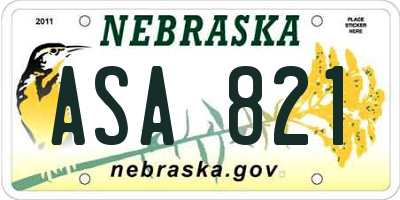 NE license plate ASA821