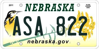 NE license plate ASA822