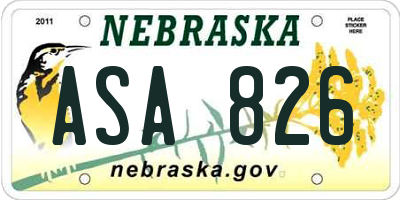 NE license plate ASA826