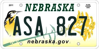 NE license plate ASA827