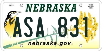 NE license plate ASA831