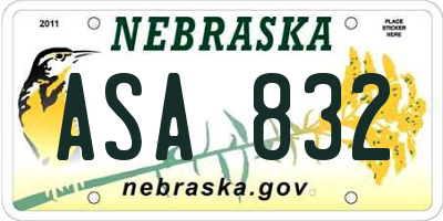 NE license plate ASA832