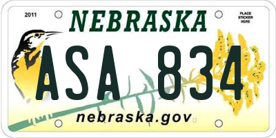 NE license plate ASA834