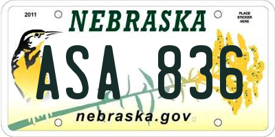 NE license plate ASA836