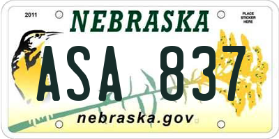 NE license plate ASA837