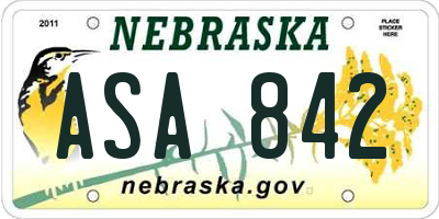 NE license plate ASA842