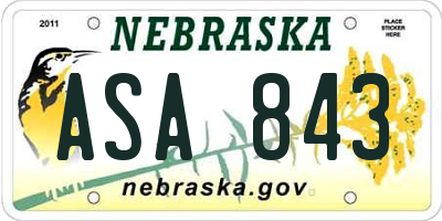 NE license plate ASA843