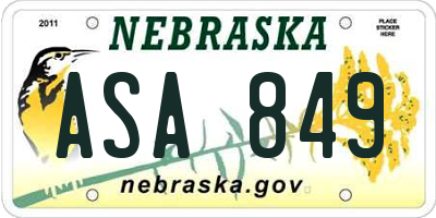 NE license plate ASA849