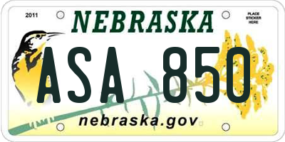 NE license plate ASA850