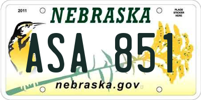 NE license plate ASA851