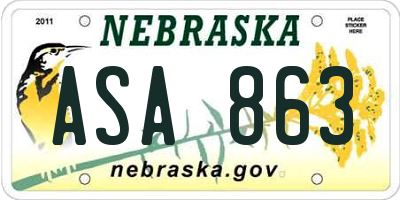 NE license plate ASA863