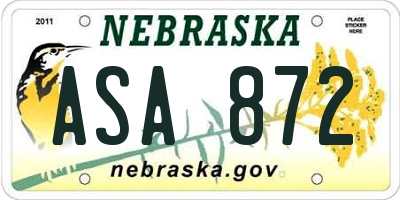 NE license plate ASA872