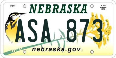 NE license plate ASA873