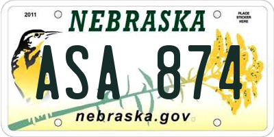 NE license plate ASA874