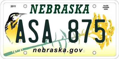 NE license plate ASA875
