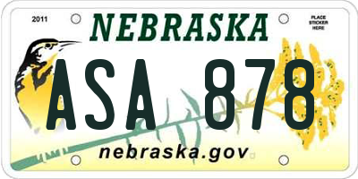 NE license plate ASA878