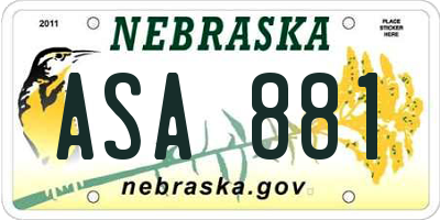 NE license plate ASA881