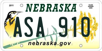 NE license plate ASA910