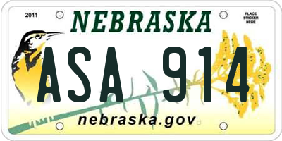 NE license plate ASA914