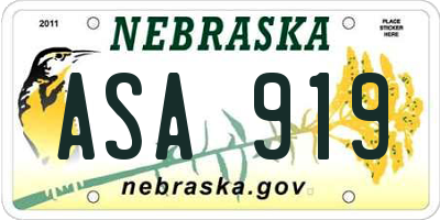 NE license plate ASA919