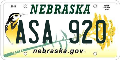 NE license plate ASA920