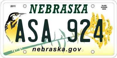 NE license plate ASA924