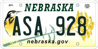 NE license plate ASA928