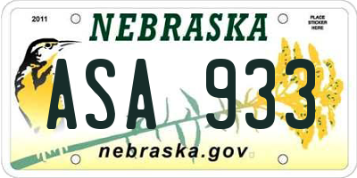 NE license plate ASA933