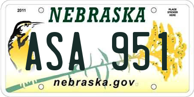 NE license plate ASA951