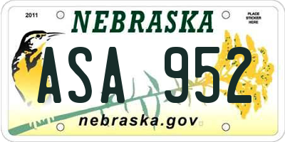 NE license plate ASA952