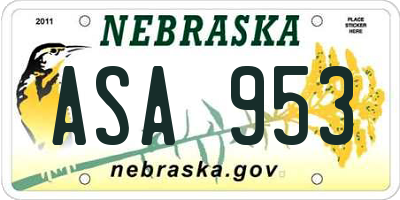 NE license plate ASA953
