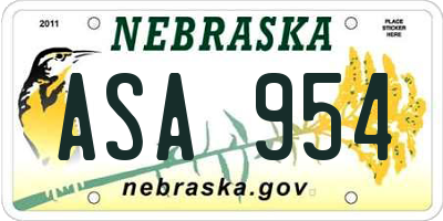 NE license plate ASA954