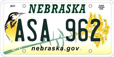 NE license plate ASA962