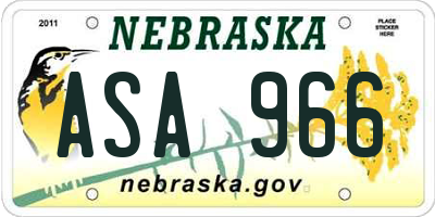 NE license plate ASA966
